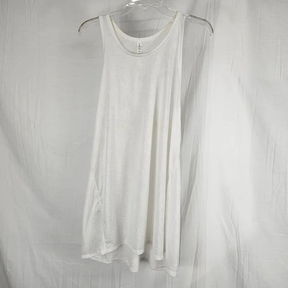 Lululemon Athletica Goal Up Tank White Women's Size 12 Split Back